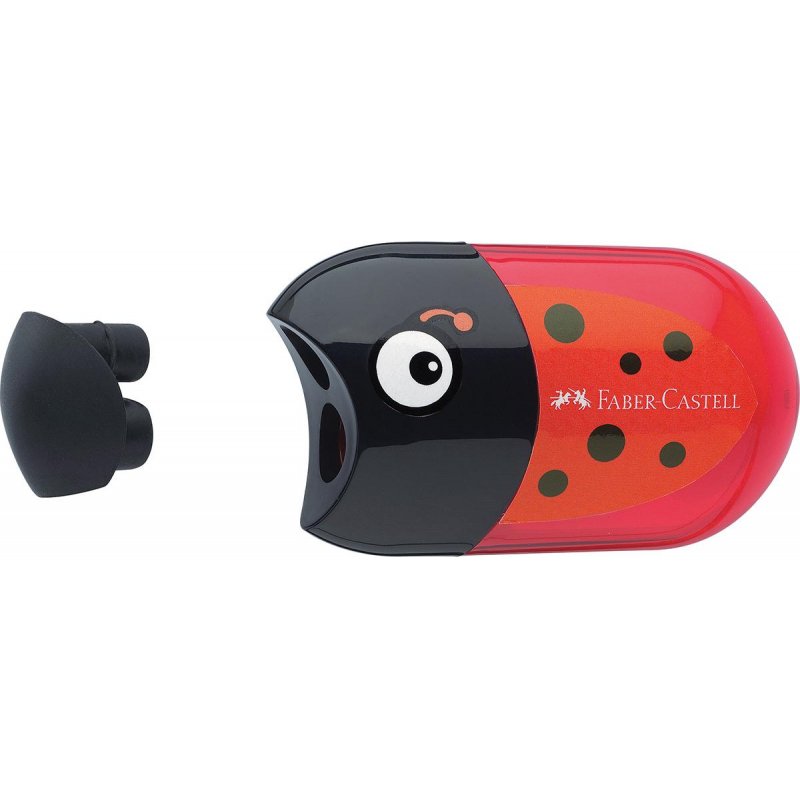 Точилка пластиковая с ластиком Faber-Castell «Ladybug», 2 отверстия, контейнер