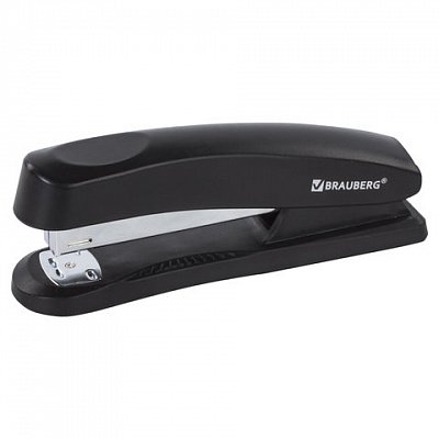 Степлер №24/6, 26/6 BRAUBERG «Standard+», до 30 листов, полнозагрузочный, черный, 228606