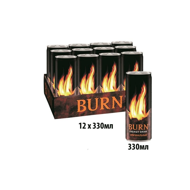 превью Напиток энергетический Burn Original 0.33 л (12 штук в упаковке)
