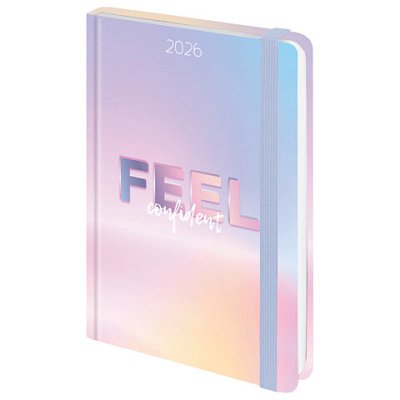 Ежедневник датированный 2026 с резинкой 145×203 мм, А5, BRAUBERG, твердый, фольга, «Нежность»