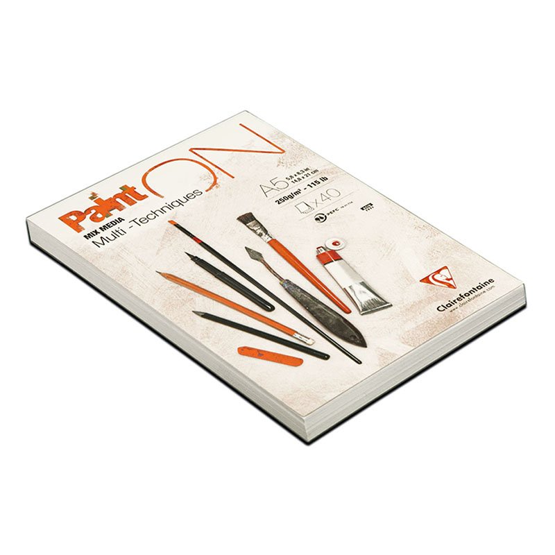 Альбом для смешанных техник 40л., А5, на склейке Clairefontaine «Paint'ON», 250г/м2, мелкозерн. 