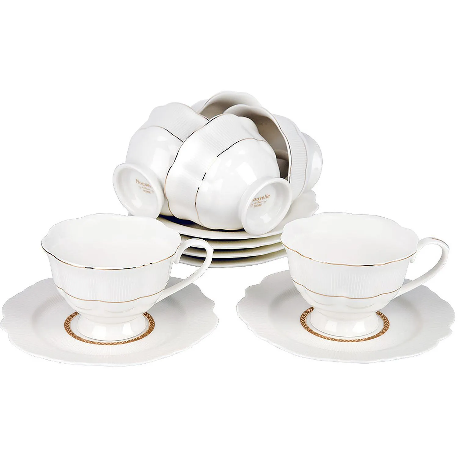 превью Набор чайный Nouvelle Home White chic на 6 персон фарфор (12 предметов)