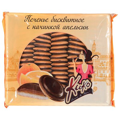 Печенье бисквитное глазированное КИКО со вкусом апельсина 1.2 кг