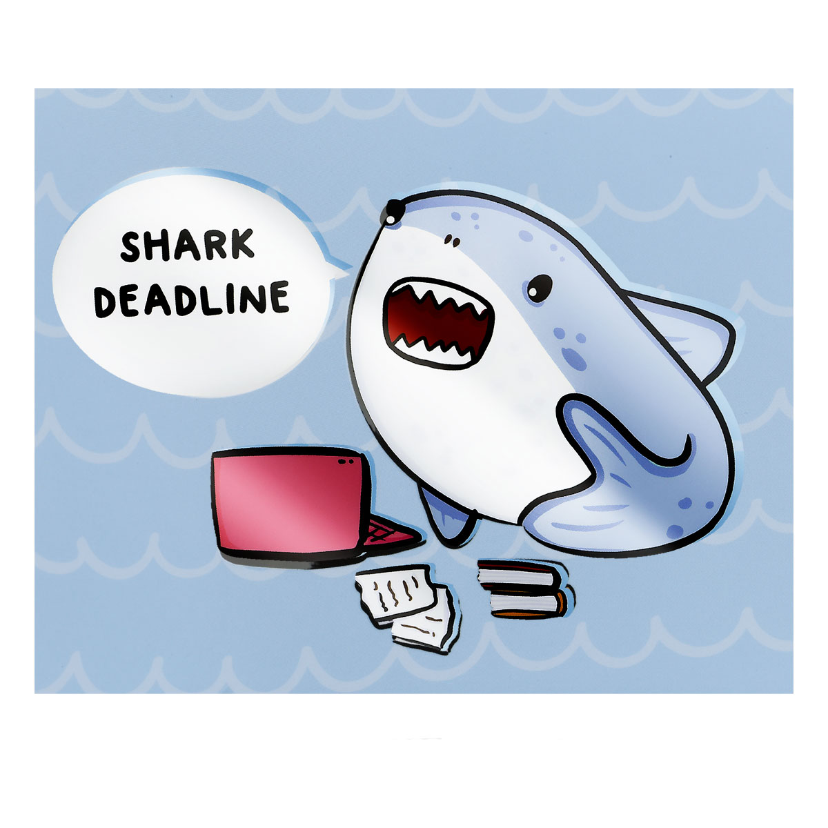 Записная книжка 170×170 мм 40л. на скрепке MESHU «Shark deadline», soft-touch ламинация, выборочный УФ-лак, блок без линовки, 80г/м2