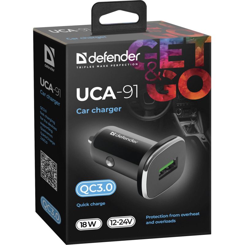 Зарядное устройство в авто Defender UCA-91 USB QC3.0, 18W