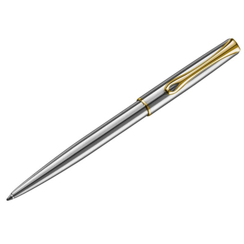 Ручка шариковая Diplomat Traveller stainless steel gold цвет чернил синий цвет корпуса серебристый (артикул производителя D10061109)