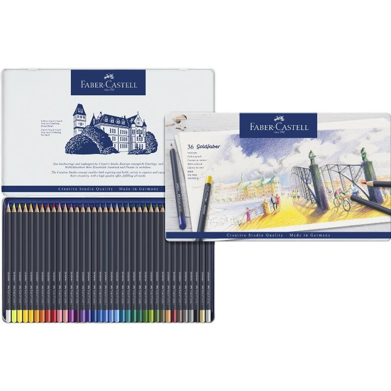 Карандаши цветные Faber-Castell «Goldfaber» 36цв., круглые, заточен., метал. коробка
