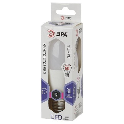 Лампа светодиодная ЭРА STD LED B35-9W-860-E27 E27 / Е27 9Вт холодный свeт