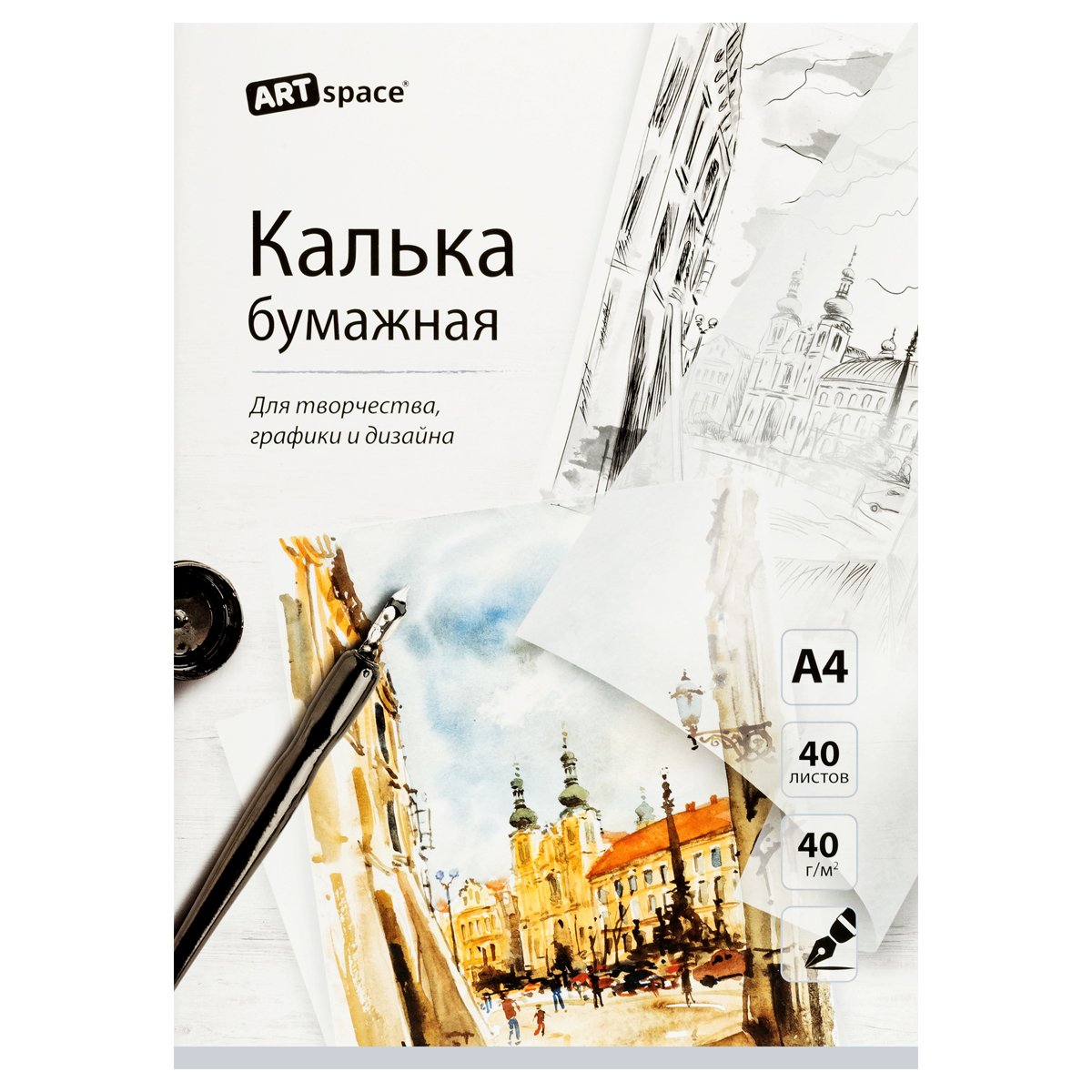 превью Калька под тушь А4 ArtSpace, 40л., 40г/м2, в папке