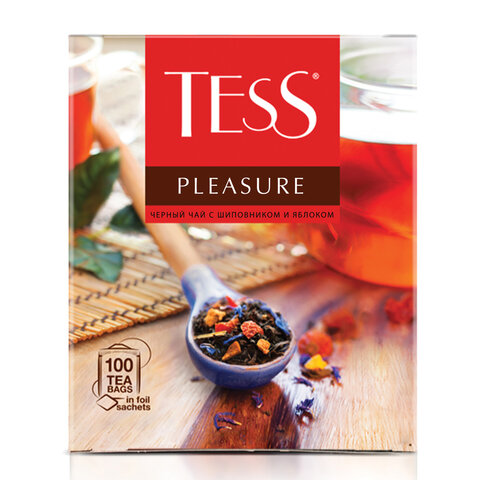 Чай TESS «Pleasure», черный с шиповником и яблоком, 100 пакетиков по 1.5 г