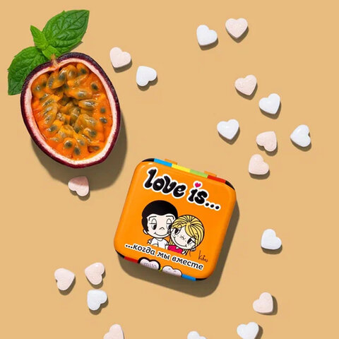 Драже освежающие в форме сердца LOVE IS вкус маракуйя, 20 г