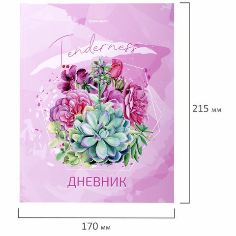 Дневник 5-11 класс 48 л., твердый, BRAUBERG, глянцевая ламинация, с подсказом, «Кактусы»