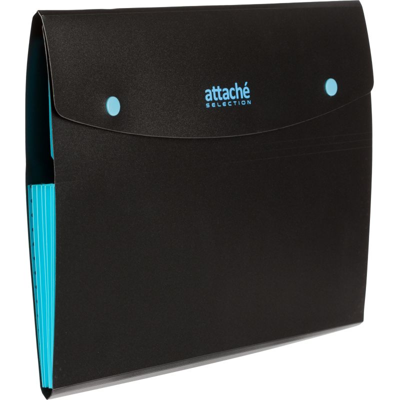 Папка органайзер на кнопке Attache Selection Black&Bluе, А4.500мкм, 6отд