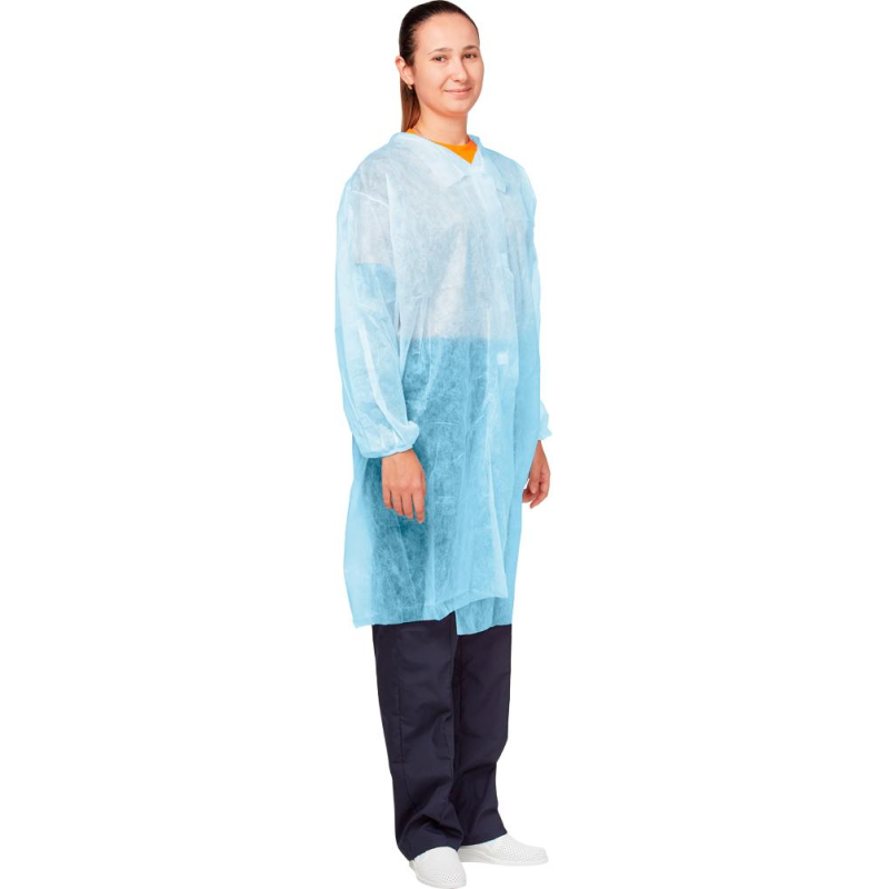 Халат на липучках (30 гр) 4XL голубой (10 шт/упак)