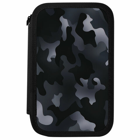 Пенал ПИФАГОР, 3 отделения, ламинированный картон, 19×11 см, «Black camo»