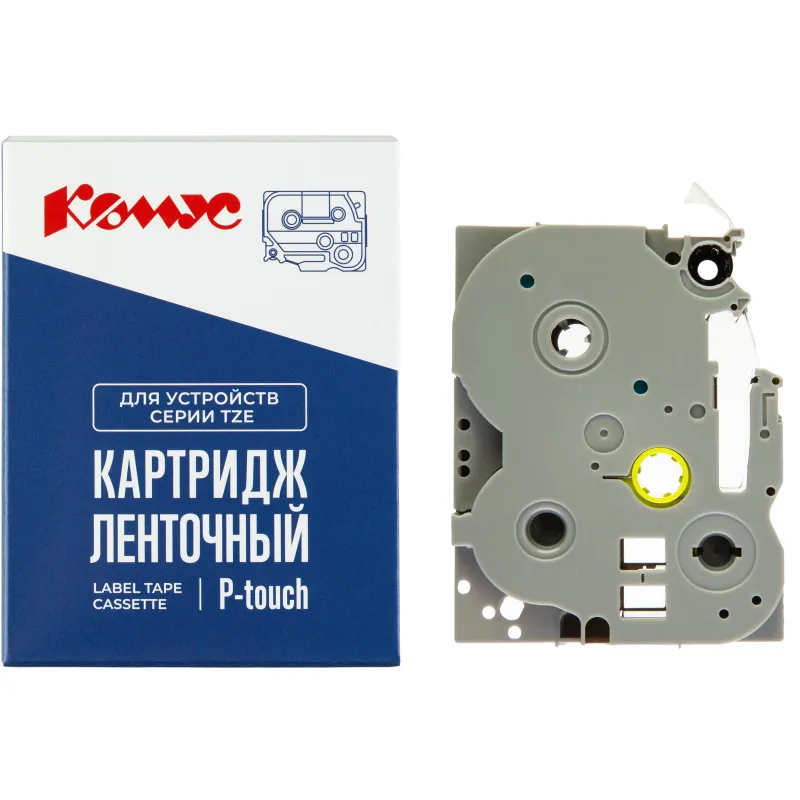 превью Картридж Комус TZE-241 для принтера этикеток Brother (18 мм х 8 м, цвет ленты белый, шрифт черный)