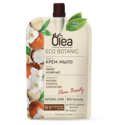Мыло-крем 450 мл, OLEA Eco Botanic «Жасмин и карите», дой-пак