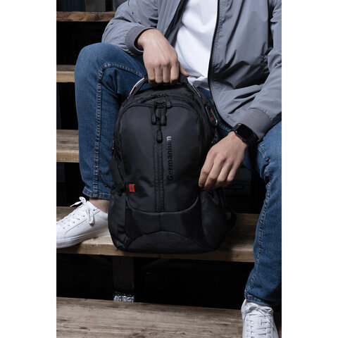 Рюкзак B-PACK «S-02» (БИ-ПАК) универсальный, с отделением для ноутбука, усиленная ручка, черный, 47×31×16 см
