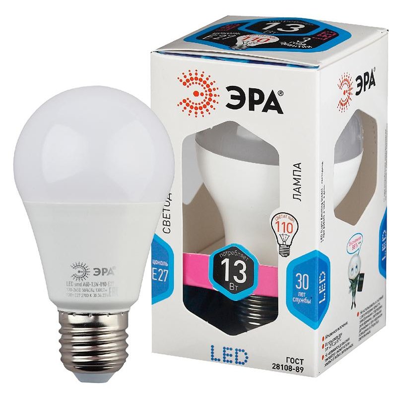 Лампа ЭРА LED smd A60/65-13W-840-E27 (6/30/1440)