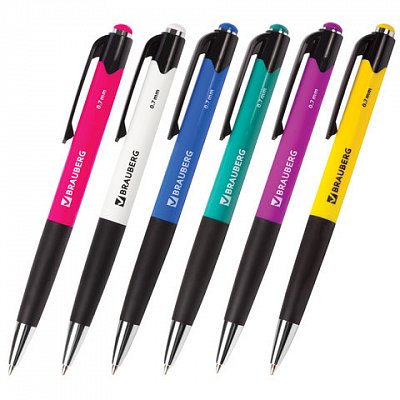 Ручка шариковая BRAUBERG «Concept» автоматическая, корпус , толщина письма 0.7 мм, резин. держ., синяя