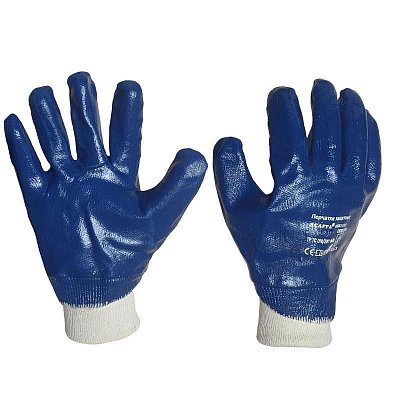 Перчатки защитные Scaffa NBR1530 хлопковые с нитрильным покрытием синие (размер 11, XXL)