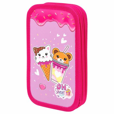 превью Пенал ЮНЛАНДИЯ, 2 отделения, картон с эффектом soft-touch, 19×11 см, «Candy friends»