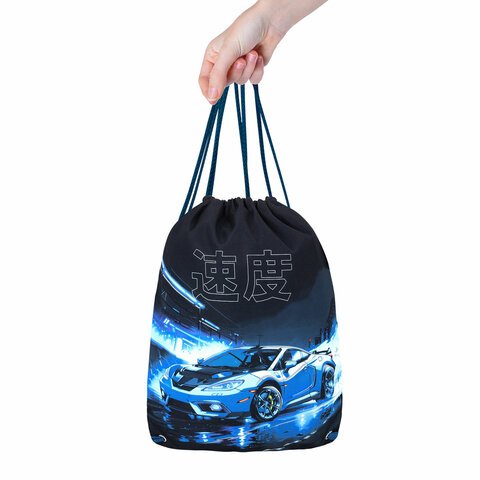 Мешок для обуви BRAUBERG PREMIUM, карман, подкладка, светоотражайка, 43×33 см, Night race
