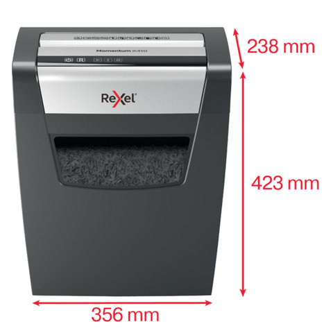 Уничтожитель (шредер) Rexel Momentum X410, 1-3 человека, 4 уровень секретности, фрагменты 4×28 мм, 10 листов, 23 л