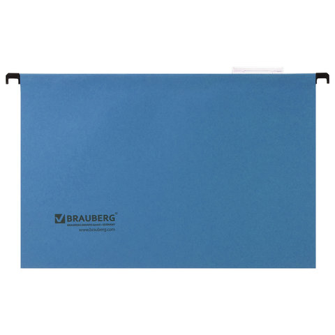 Подвесные папки картонные BRAUBERG, комплект 10 шт., 370х245 мм, 80 л., Foolscap, синие, 230 г/м2, табуляторы
