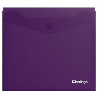 Папка-конверт на кнопке Berlingo «Soft Touch», А5+, 200мкм, софт-тач, фиолетовая