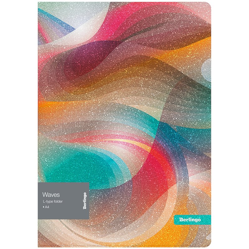 превью Папка-уголок Berlingo «Waves», 200мкм, с рисунком, с эффектом блесток