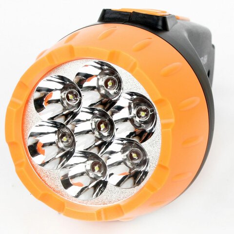 Фонарь аккумуляторный ULTRAFLASH 7хLED, 2 режима, выдвижная вилка, заряд от сети