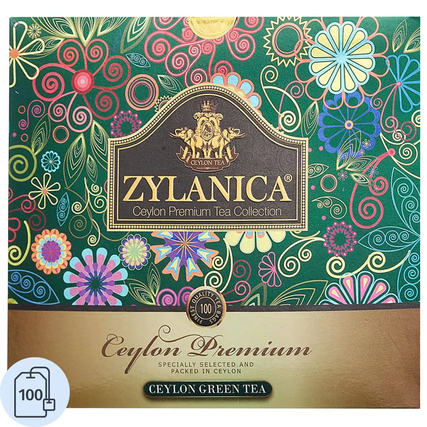 превью Чай зелёный Zylanica Ceylon Premium Collection 100 пакетиков