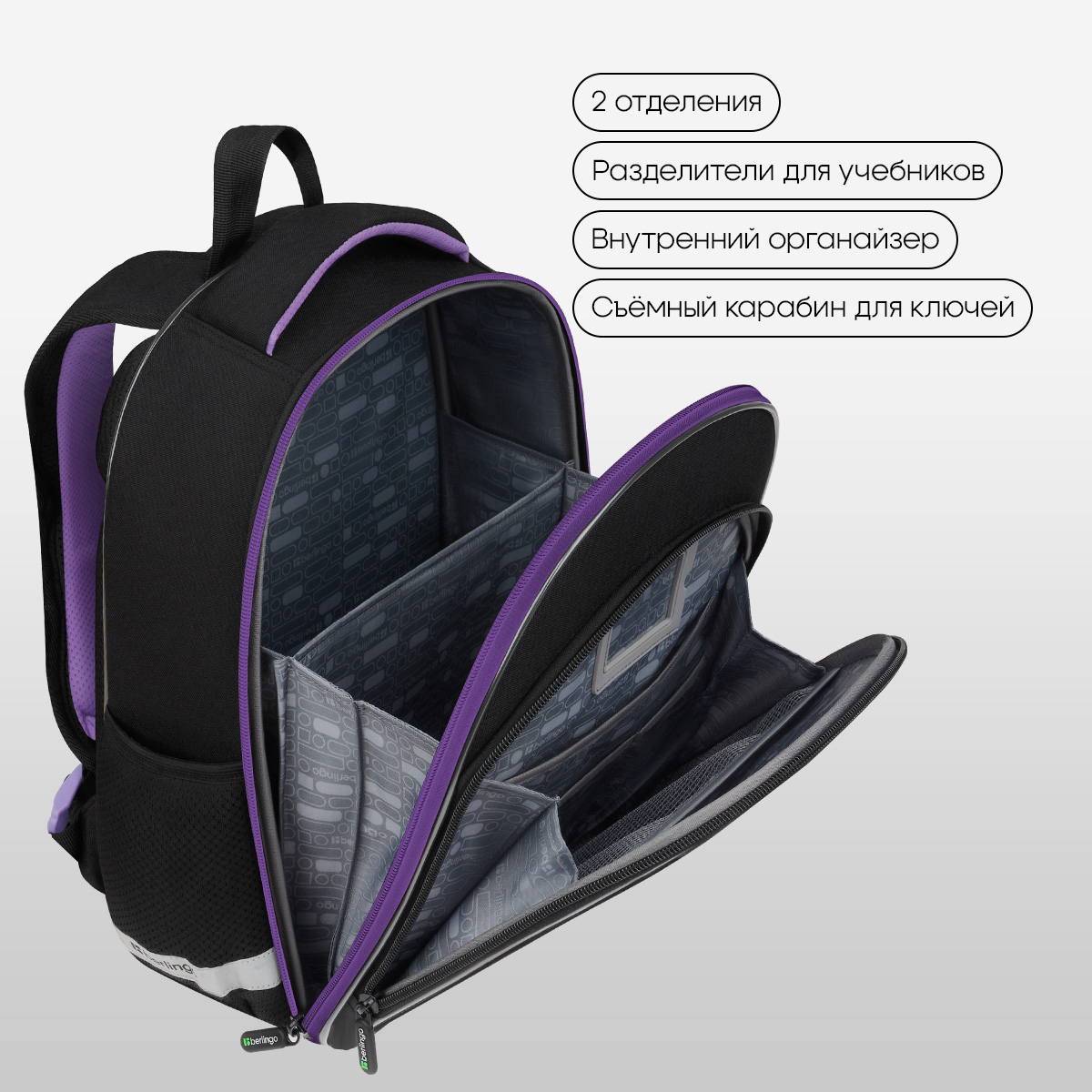 Ранец Berlingo Expert Plus «Purple Magic» 38×29×15см, 2 отделения, 2 кармана, анатомическая спинка