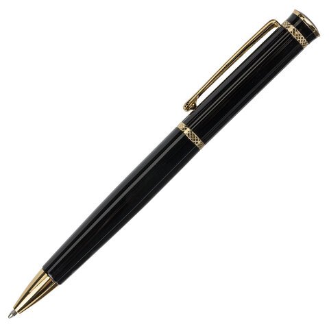 Ручка бизнес-класса шариковая BRAUBERG «Perfect Black», корпус черный, узел 1 мм, линия письма 0.7 мм, синяя