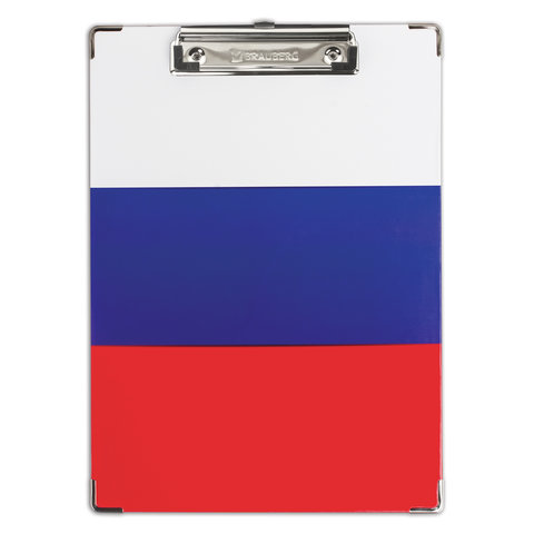 Доска-планшет BRAUBERG "Flag" с верхним прижимом, А4, 22,6х31,5 см, российский флаг, картон/ламинированная бумага