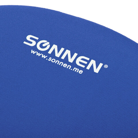 Коврик для мыши с подушкой под запястье SONNEN, полиуретан + лайкра, 250×220х20 мм, синий