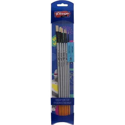 Набор кистей художественных Комус Арт, синтетика жесткая, длин. ручка, 6шт/наб