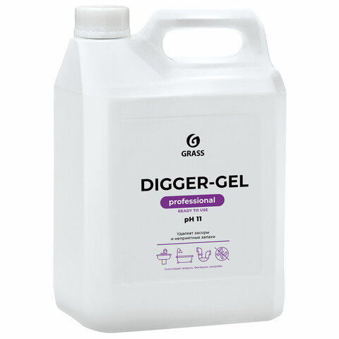 Средство для прочистки канализационных труб 5.3 кг GRASS DIGGER-GEL, гель, щелочное