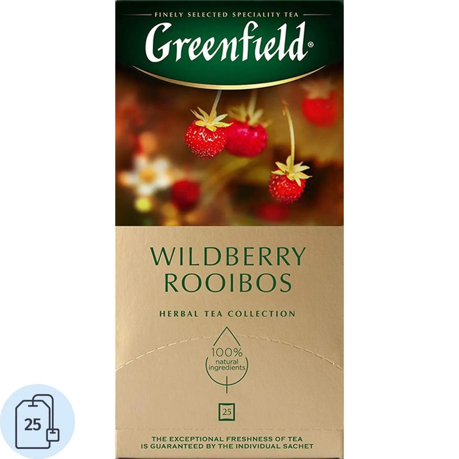 превью Чай ройбуш Greenfield Wildberry Rooibos 25 пакетиков (клюква, земляника)