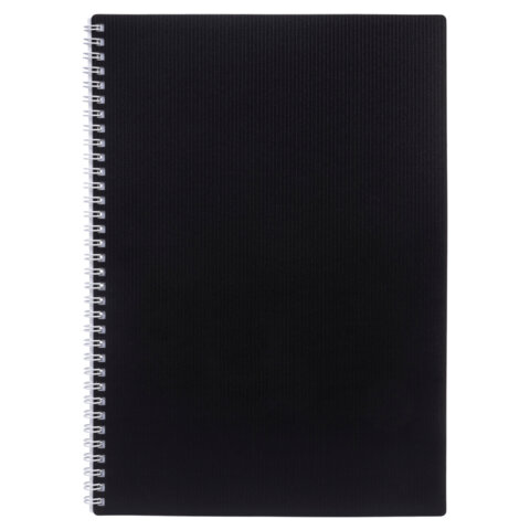 превью Тетрадь обложка пластик, А4, 80 л., гребень, клетка, HATBER, «VELVET» Черная, 081566