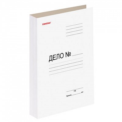 Скоросшиватель картонный мелованный ОФИСМАГ, гарантированная плотность 320 г/м2, белый, до 200 листов