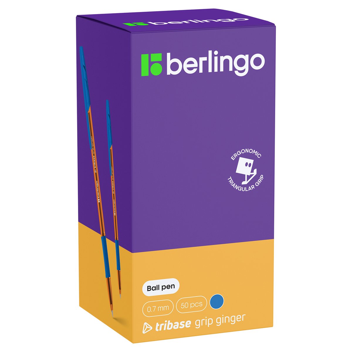 Ручка шариковая Berlingo «Tribase grip ginger» светло-синяя, 0.7мм, грип