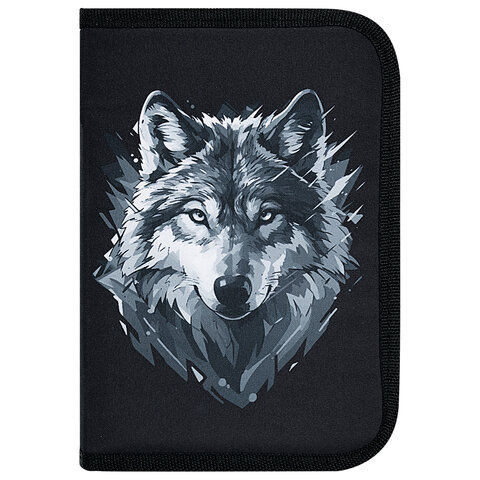 Пенал BRAUBERG, 1 отделение, полиэстер, 21×14 см, «Gray wolf»
