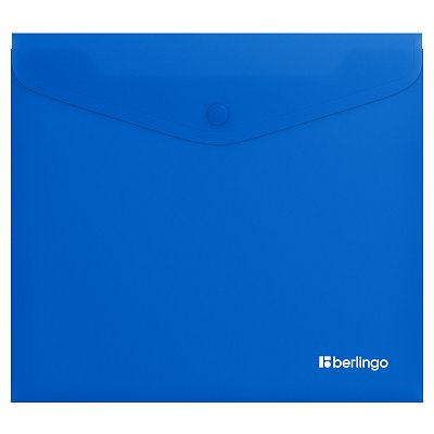 Папка-конверт на кнопке Berlingo «Soft Touch», А5+, 200мкм, софт-тач, синяя