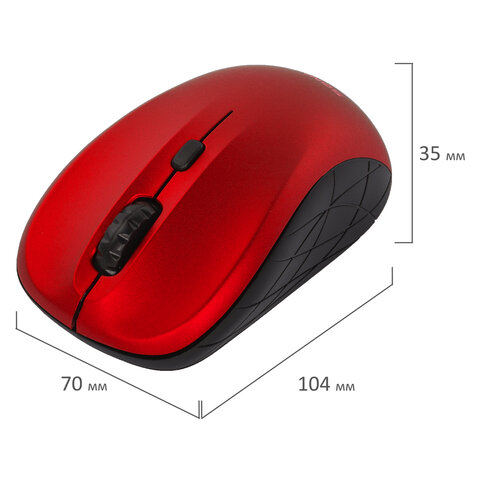 Мышь беспроводная SONNEN V-111, USB, 800/1200/1600 dpi, 4 кнопки, оптическая, красная