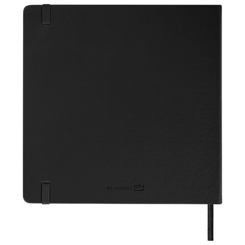 Скетчбук, слоновая кость 140 г/м2 200×200 мм, 80 л., КОЖЗАМ, резинка, BRAUBERG ART CLASSIC, черный