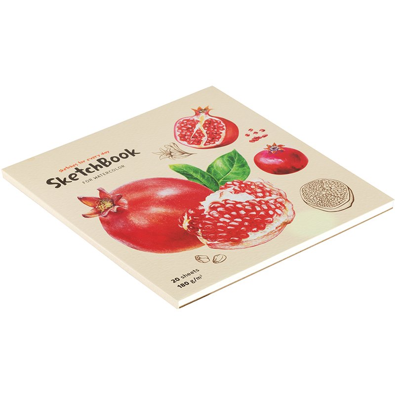 Скетчбук для акварели 20л. 190×190 на склейке ArtSpace «Fruits», 180г/м2
