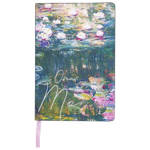 Блокнот А5 (143×210 мм), BRAUBERG VISTA «Claude Monet», под кожу, гибкий, 80 л. 