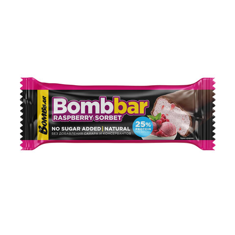 Батончик BOMBBAR «Малиновый сорбет» без сахара 40 г, шоу-бокс